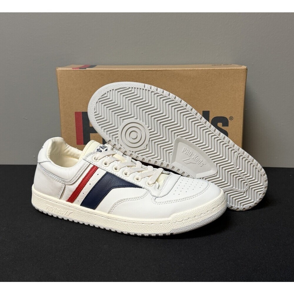 Pro-Keds Skyhawk Men's Size 10.5 (M) White/Blue/Red Low Top Leather Sneakers NWT